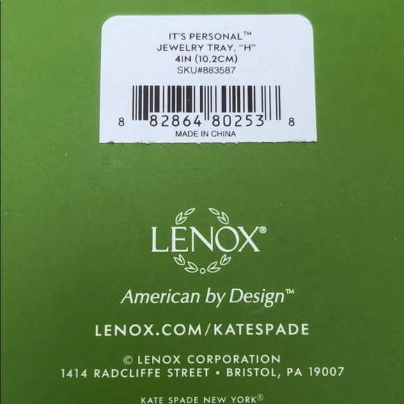 NIB Kate Spade H Initial Yellow Lenox Jewelry Tray - Picture 3 of 3